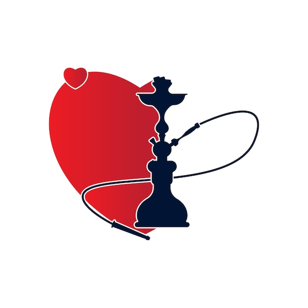 Shisha arabisches shisha-design mit liebesherz-symbol-vektor-illustration