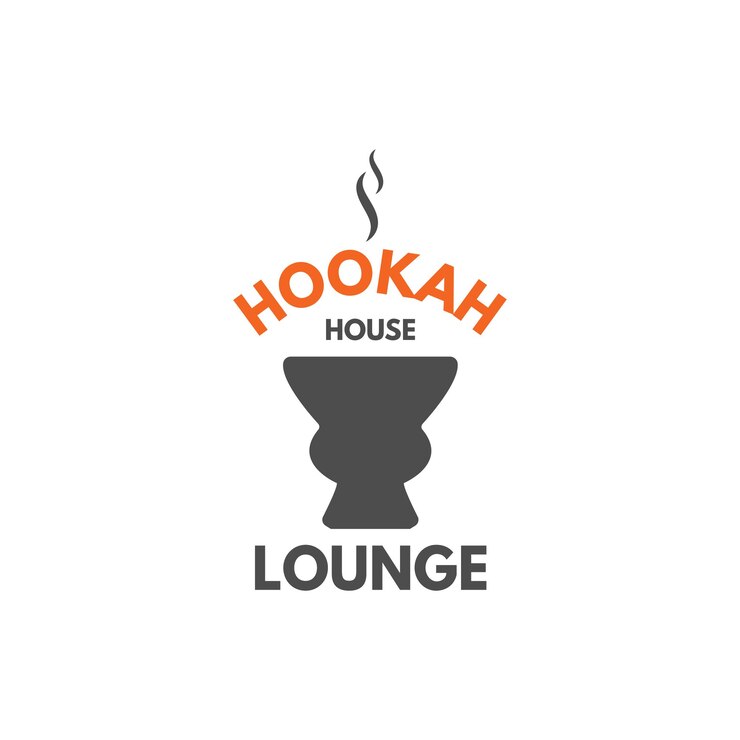 Shisha entspannen Label, Abzeichen. Vintage-Shisha-Logo mit Shisha-Schüssel-Symbol. Lounge-Café-Emblem. Arabische Bar oder Haus, Geschäft. Isoliert. Vektorillustration auf Lager.