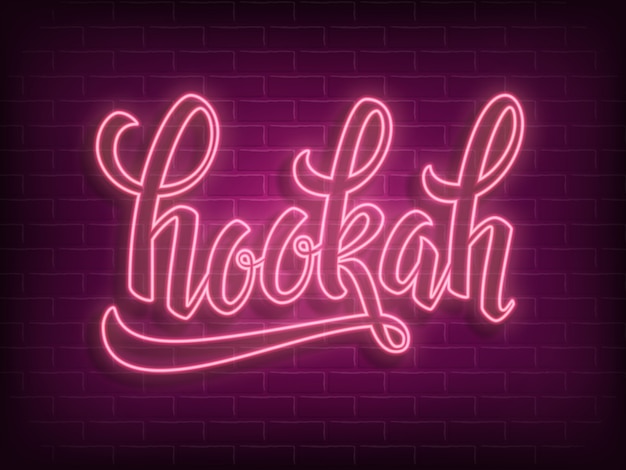 Vektor shisha neon schriftzug logo.