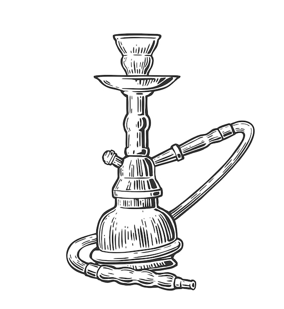 Vektor shisha vector vintage gravierte schwarze illustration isoliert auf weißem hintergrund