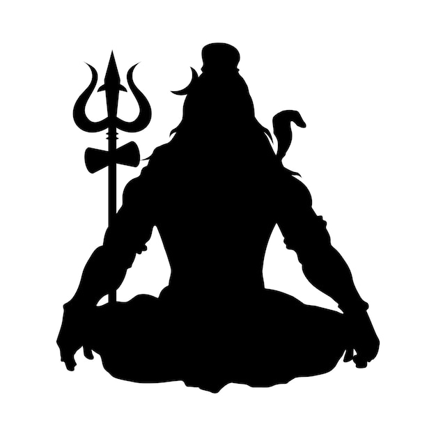 Vektor shiva mahadev trishul silhouette vektor-illustration