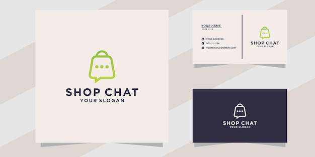 Vektor shop-chat-logo und visitenkartenvorlage