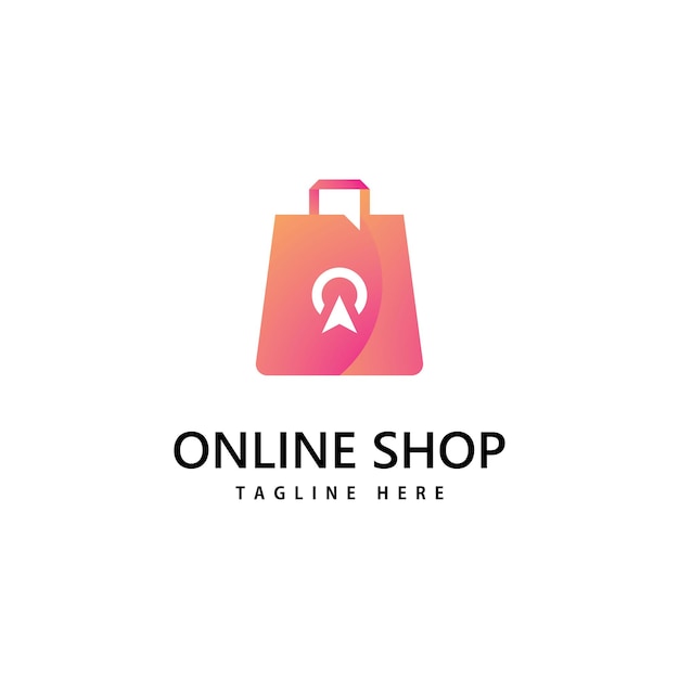 Shop-logo für einkaufstaschen. online-shopping-logo-design