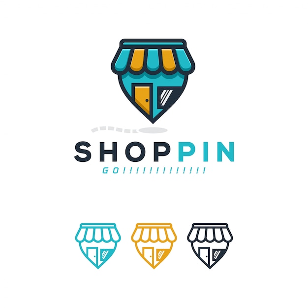 Shop pin logo konzept.