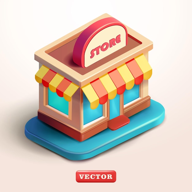 Shop Shop 3D-Vektor Perfekt für Geschäfts-Websites und Marktplätze