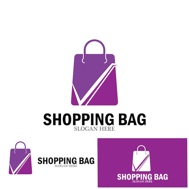 Shopping bag check logo konzept zeichen symbol symbol vektor illustration template design