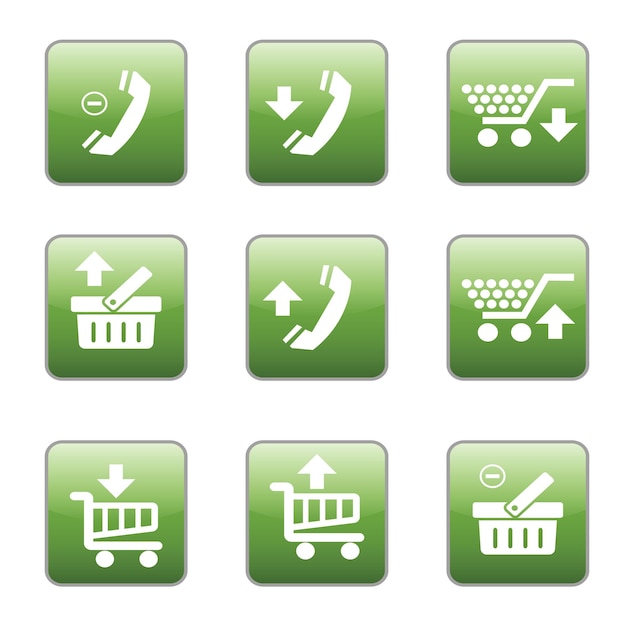 Shopping-Button-Elemente, Vektor-Web-Button