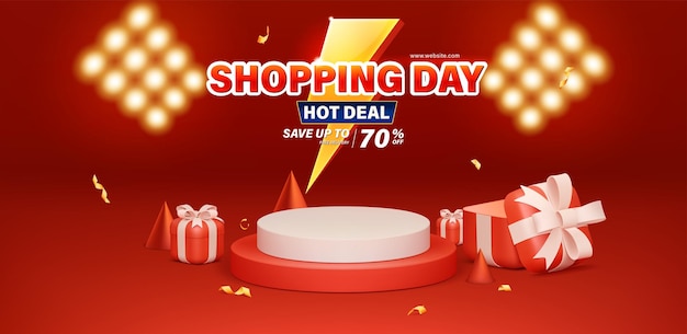 Shopping Day und Hot Deal Sale Banner Template Design für Web oder Social Media