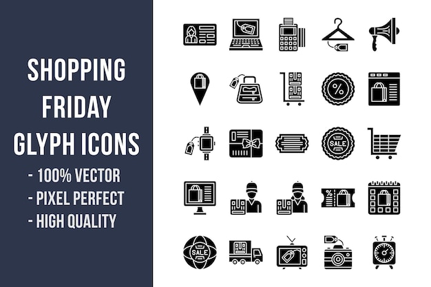 Shopping friday glyph icons