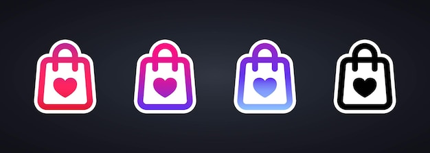Shopping sticker icon set oder unterstützung für kleine lokale unternehmen