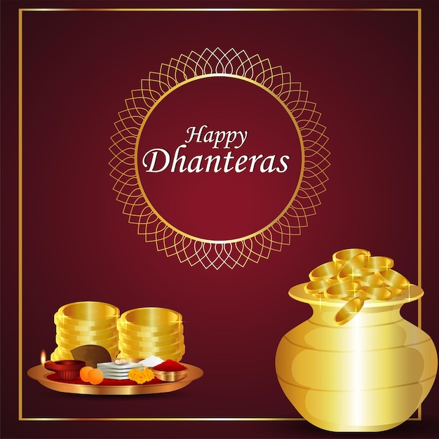 Shubh dhanteras indische festivalgrußkarte