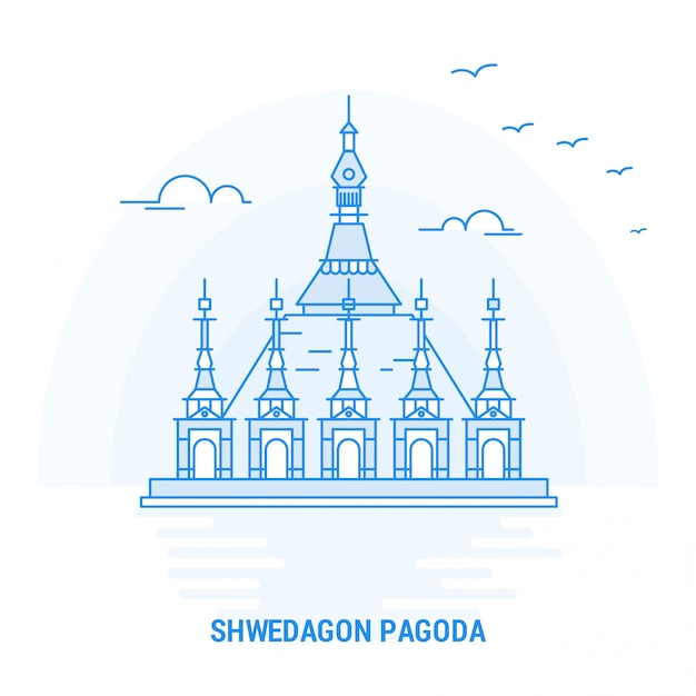 Shwedagon pagoda blue landmark