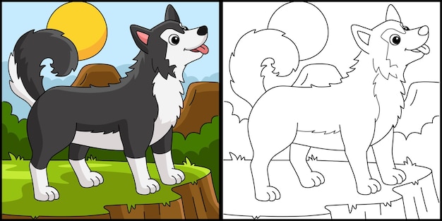 Siberian Husky Hund Färbung Seite Illustration