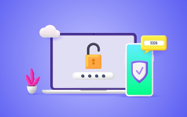 Vektor sichere passwortüberprüfung mit zwei-faktor-authentifizierung sms-benachrichtigung mit einem sicherheitscode auf einem smartphone 2fa, das den eingang auf der website überprüft