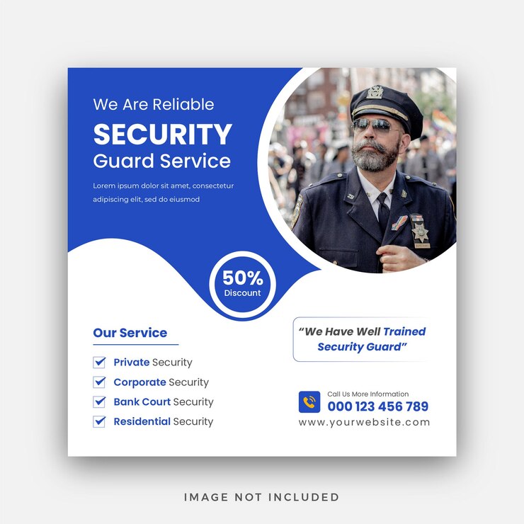Sicherheitsdienst Social Media Instagram Post Web-Banner oder quadratisches Banner-Vorlagen-Design