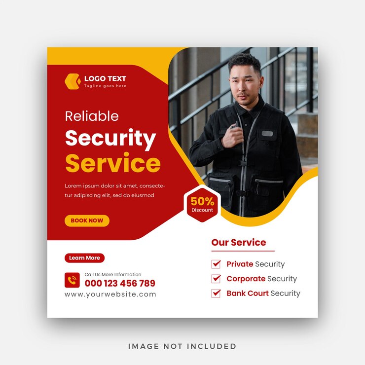 Sicherheitsdienst Social Media Instagram Post Web-Banner oder quadratisches Banner-Vorlagen-Design