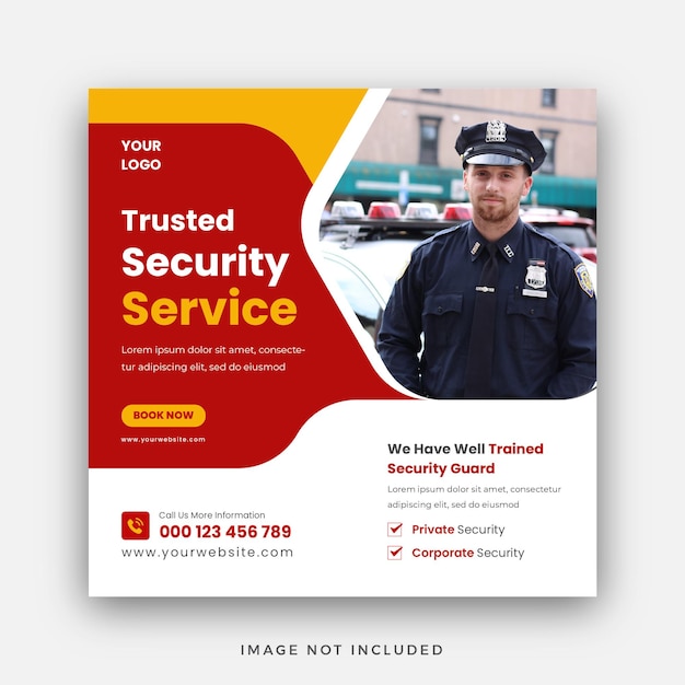 Sicherheitsdienst Social Media Instagram Post Web-Banner oder quadratisches Banner-Vorlagen-Design