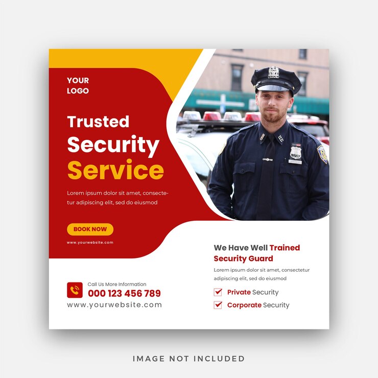 Sicherheitsdienst Social Media Instagram Post Web-Banner oder quadratisches Banner-Vorlagen-Design