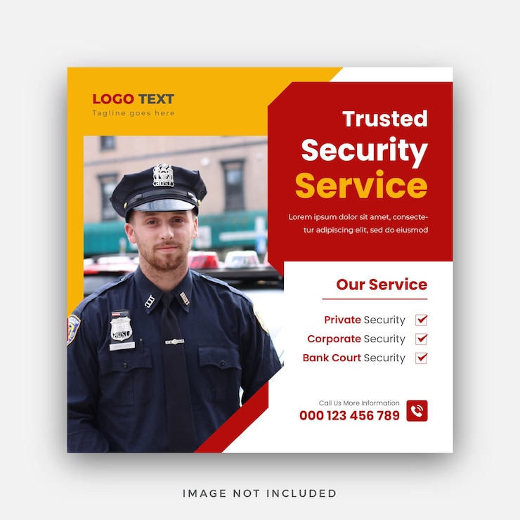 Sicherheitsdienst Social Media Instagram Post Web-Banner oder quadratisches Banner-Vorlagen-Design