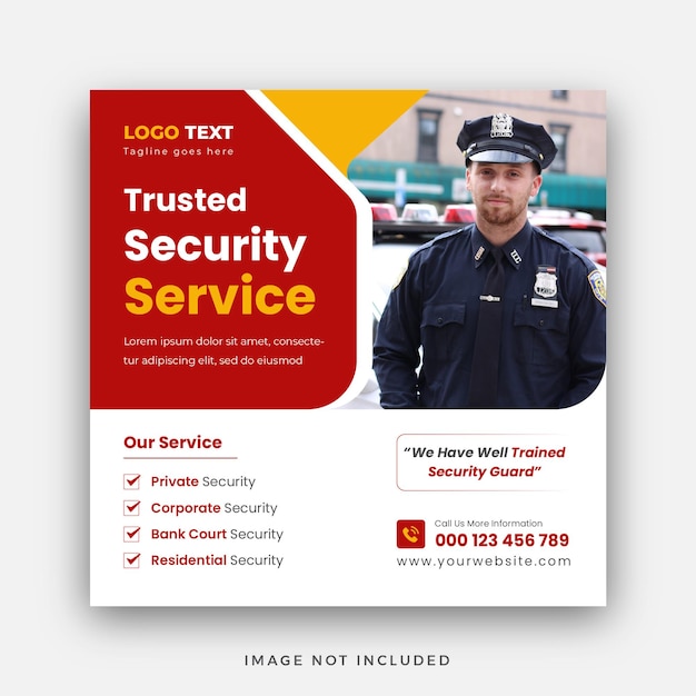 Sicherheitsdienst Social Media Instagram Post Web-Banner oder quadratisches Banner-Vorlagen-Design