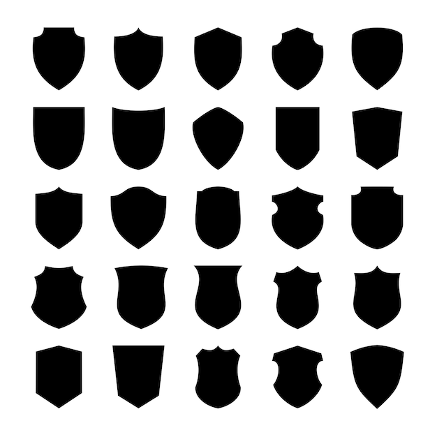 Sicherheitsschild-symbolvektor in schwarzer silhouette