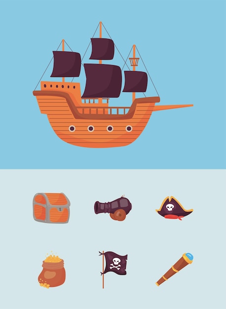 Sieben piratensymbole