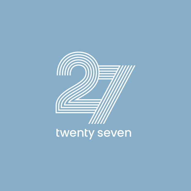 Siebenundzwanzig Nummer 27 Logotyp Nummer 27 Multi-Linie-Grafik-Stil modernes Logo-Design-Konzept