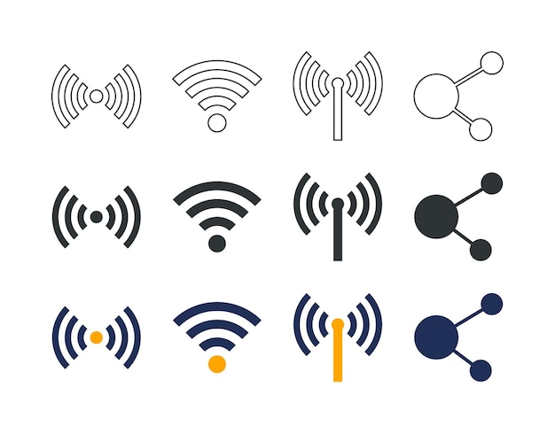 Signal Icons 3 styles colored outline solid