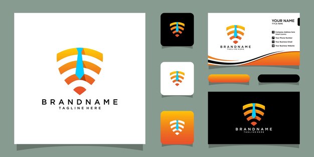 Signal wifi drahtlose symbolvorlage mit visitenkartendesign premium-vektor