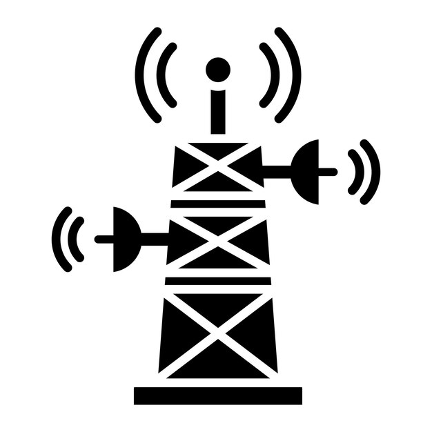 Vektor signalturm-glyphe, solide schwarze illustration