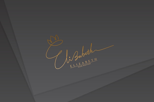 Vektor signatur-logo-vektorvorlage für den namen elizabeth auf schwarzem papierhintergrund