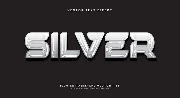 Silber-Chrom-Stil 3D-bearbeitbare Text-Effekt-Vorlage Für ein modernes Thema geeignet