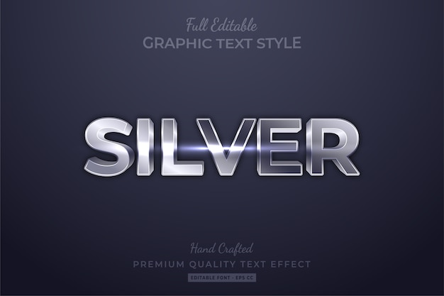 Silber editierbarer 3d-textstil-effekt