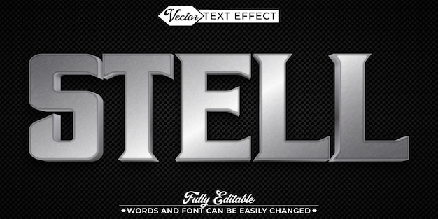 Silber-Metall-Vektor voll redigierbarer Smart-Objekt-Text-Effekt