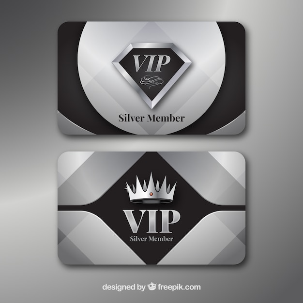 Vektor silber-set vip-karten mit modernem stil