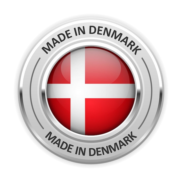 Silbermedaille made in denmark mit flagge