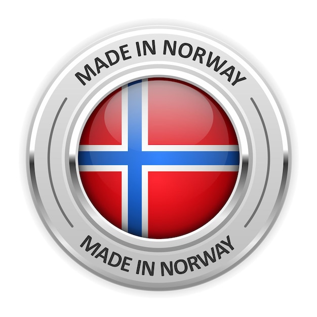 Silbermedaille made in norway mit flagge