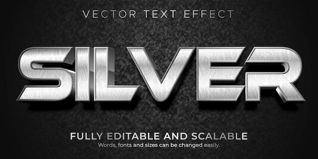 Vektor silbermetallic-texteffekt-stilvorlage
