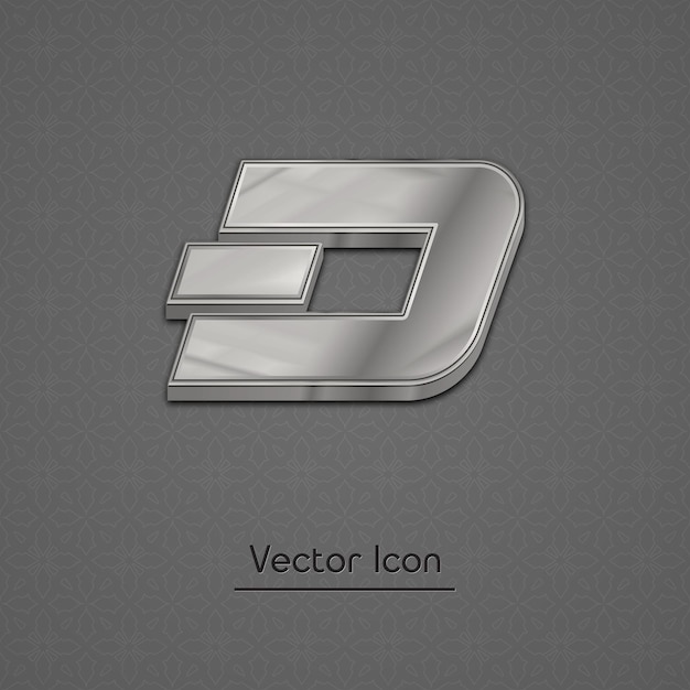 Vektor silberne dash-münze trendiges vektorsymbol im 3d-stil