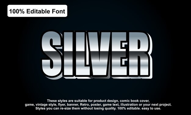Silberner Font-Effekt