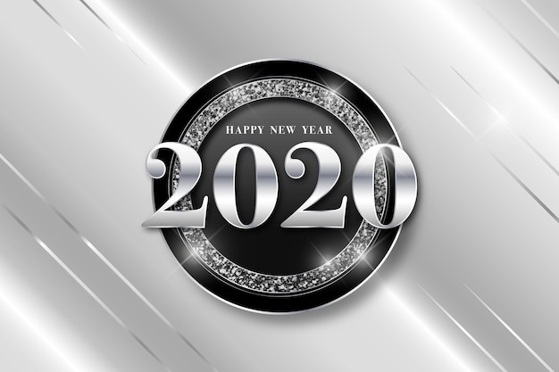 Vektor silberner hintergrund 2020 des neuen jahres