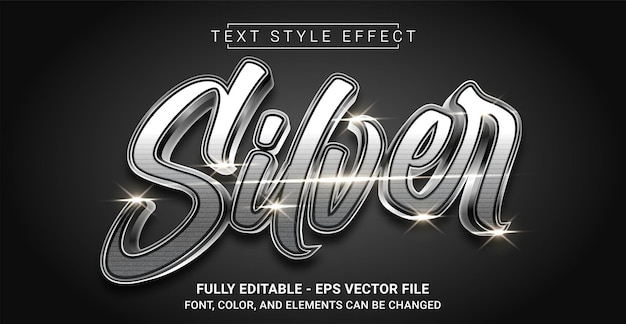 Silberner Textstil-Effekt. Grafikdesign-Element.