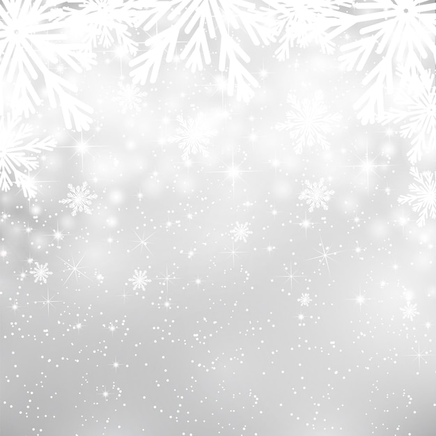 Silberner Weihnachtshintergrund mit Schneeflocken
