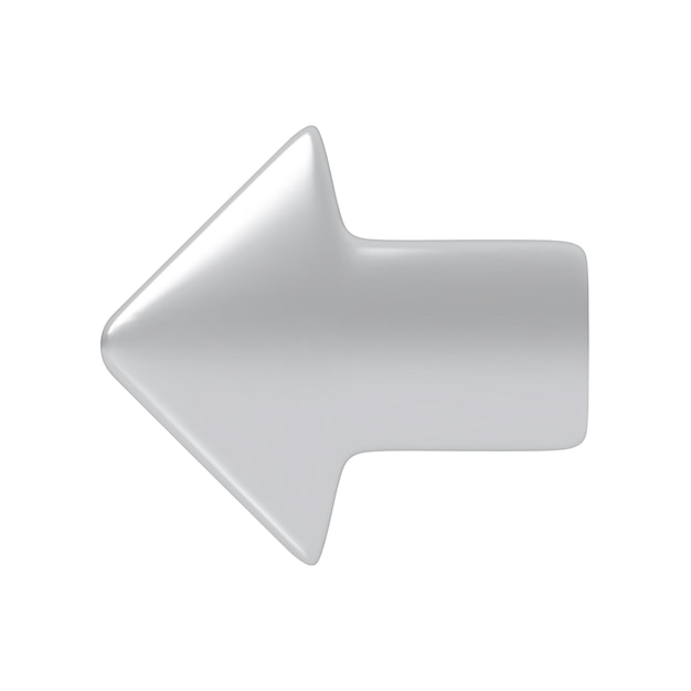Silberpfeil-Symbol oder Symbol mit 3D-Effekt nach links