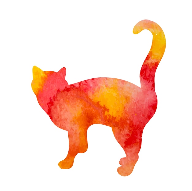 Silhouette Aquarell Katze