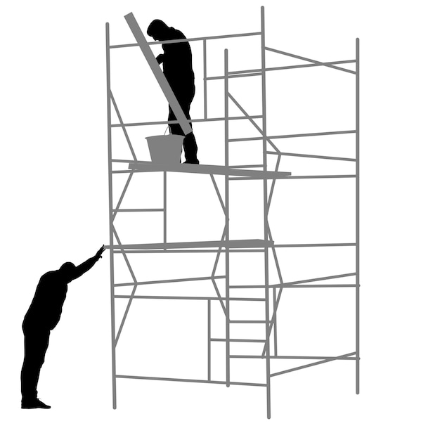 Vektor silhouette arbeiter klettern die leiter vektor-illustration