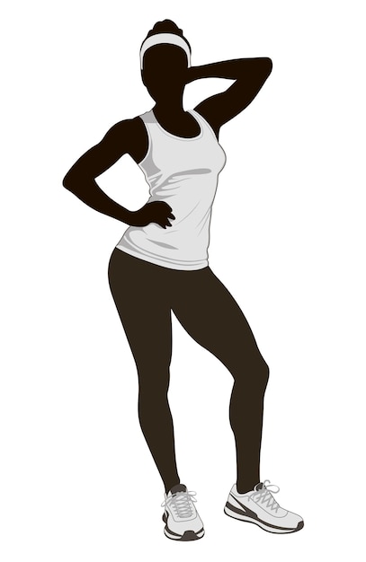 Silhouette athletische Frau schwarz weiß Sport Fitness Menschen Körpervektor