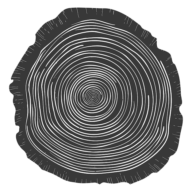 Silhouette Baumringe Holz nur schwarze Farbe