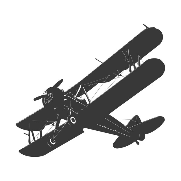 Vektor silhouette biplane flugzeug nur schwarze farbe