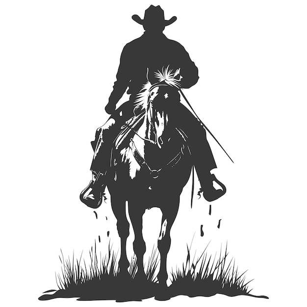 Vektor silhouette cowboy reitet allein pferde nur schwarze farbe